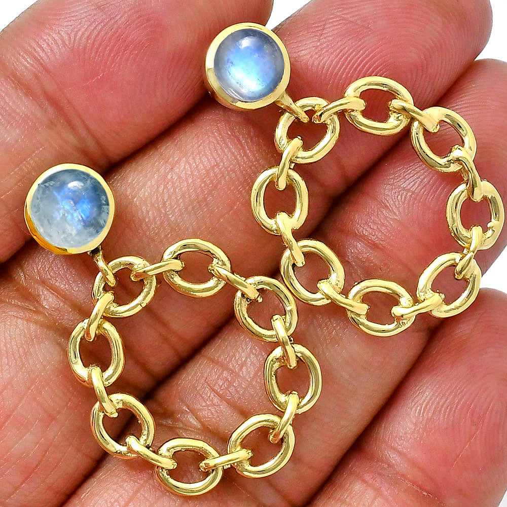 Modern Chain Link Gemstone Drop Earrings Jewelry in 18K Gold Plated TGE1012 EM-1264