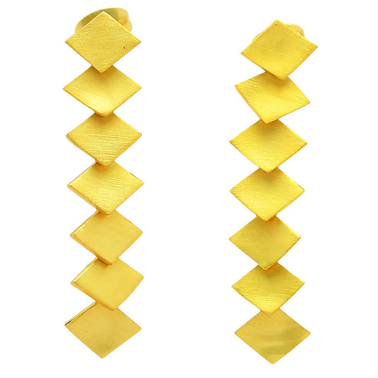 18K Gold Plated Geometric Long Drop Earrings – Wholesale Jewelry TGE1017 EM-1275