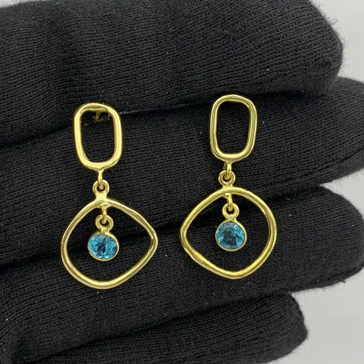 Modern Organic Shape Gemstone Earrings Jewelry in 18K Gold Plated TGE1018 EM-1273
