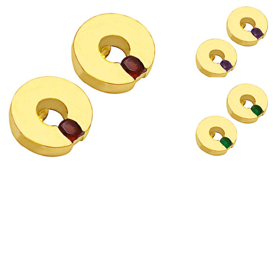 18K Gold Over Brass Circular Gemstone Studs, Everyday Earrings for Women TGE1028 EM-1281