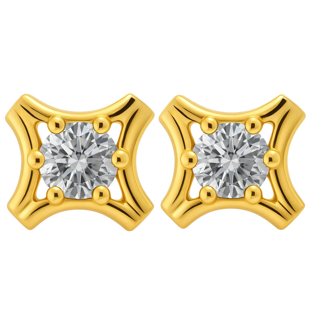 18K Gold Plated Round Gemstone Earrings for Women, Classic Studs TGE1036 EM-1291