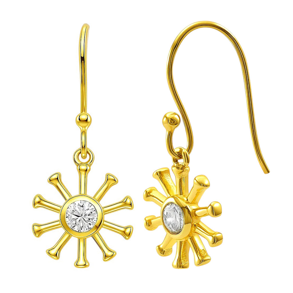 18K Gold Plated Brass Radiant Sun Colorful Gemstone Earrings for Women TGE1044 EM-1288