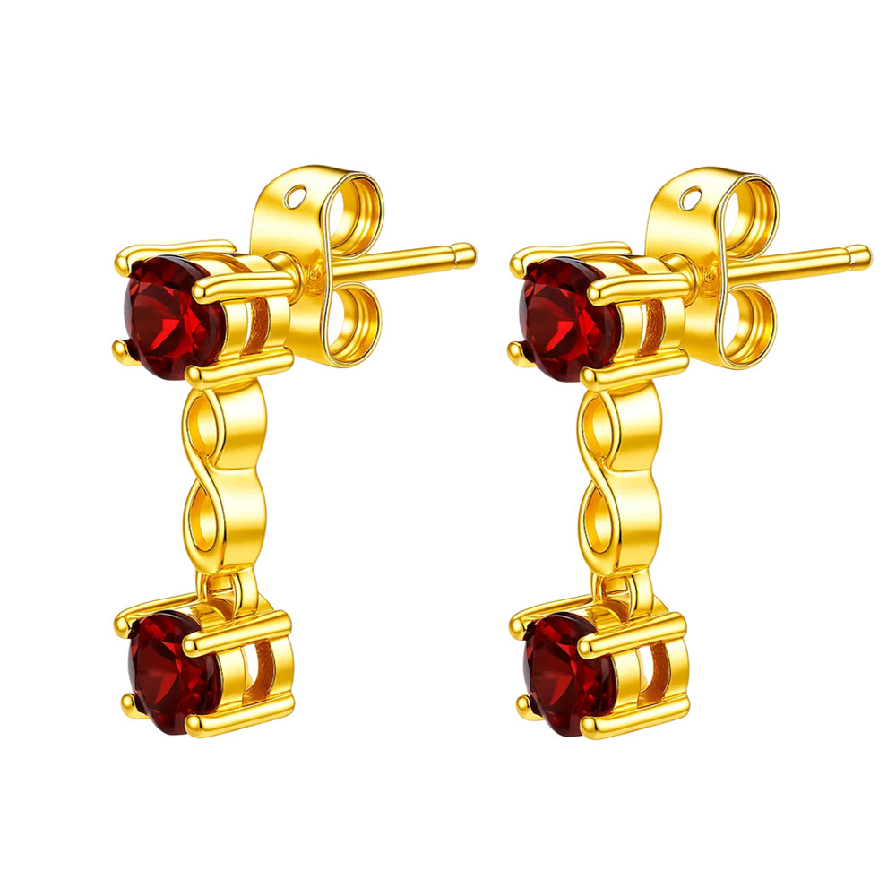 18K Gold Plated Infinity Colorful Gemstone Earrings, Classic Dangle TGE1048 EM-1301