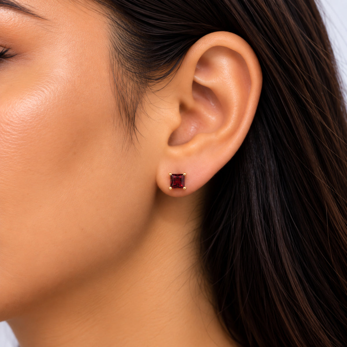 Gold Plated Multicolor Square Gemstone Daily Wear Stud Earrings for Women TGE1054