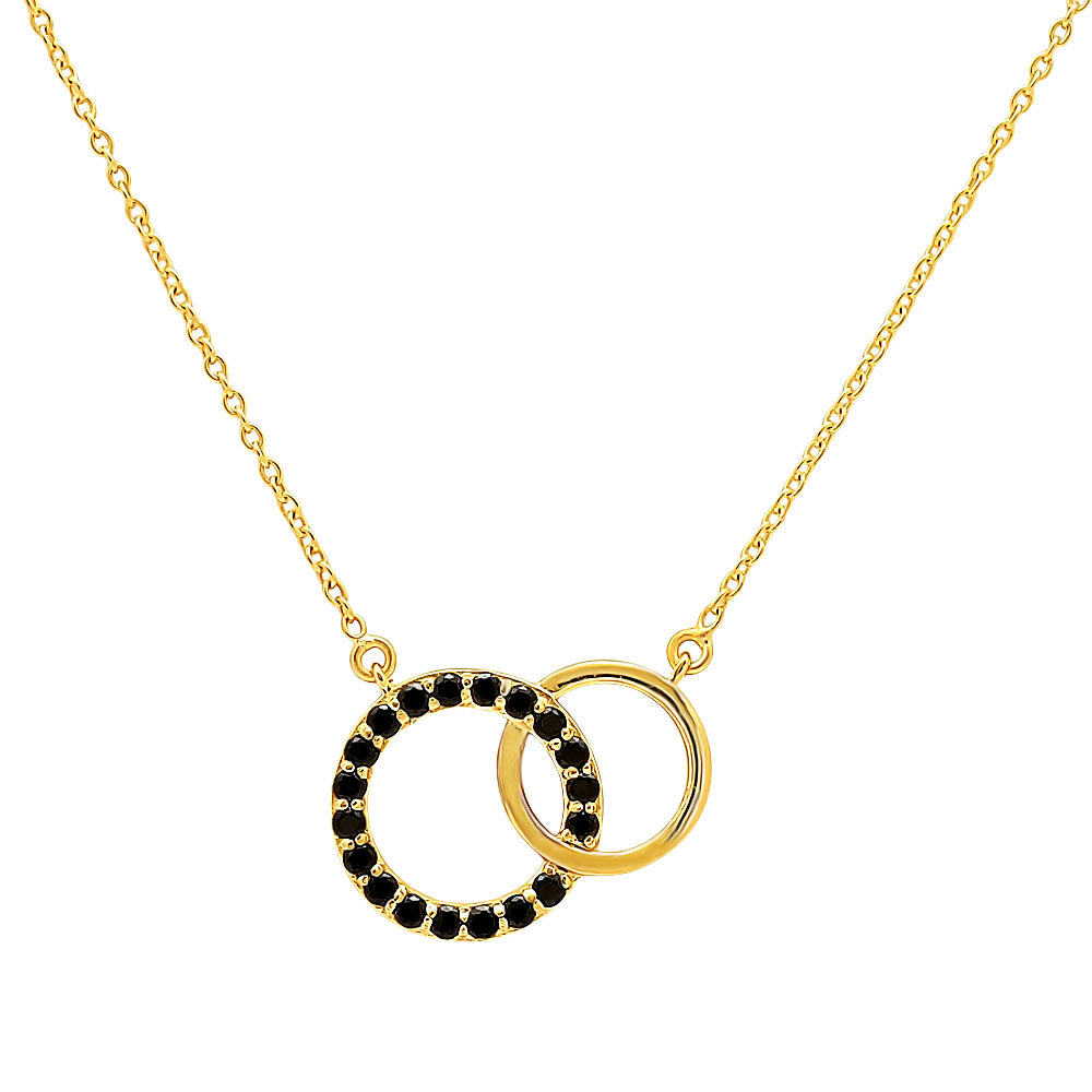 18K Gold Over Brass Linked Double Circles Necklace with Colored Stones TGN1002 NM-1031