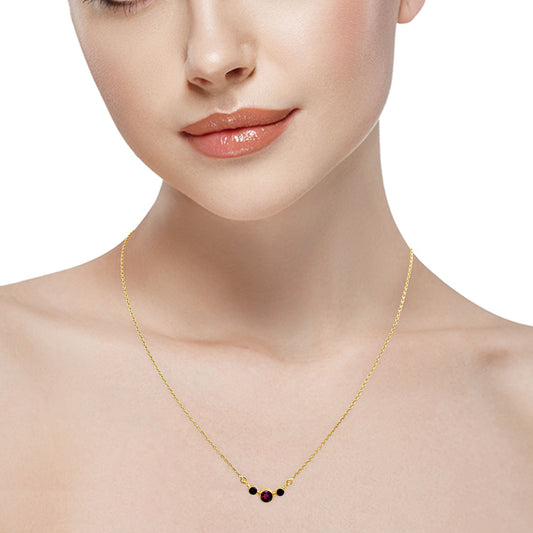 18K Gold Trio Stone Necklace Jewelry with Birthstone Colors for Women TGN1004 NM-1033