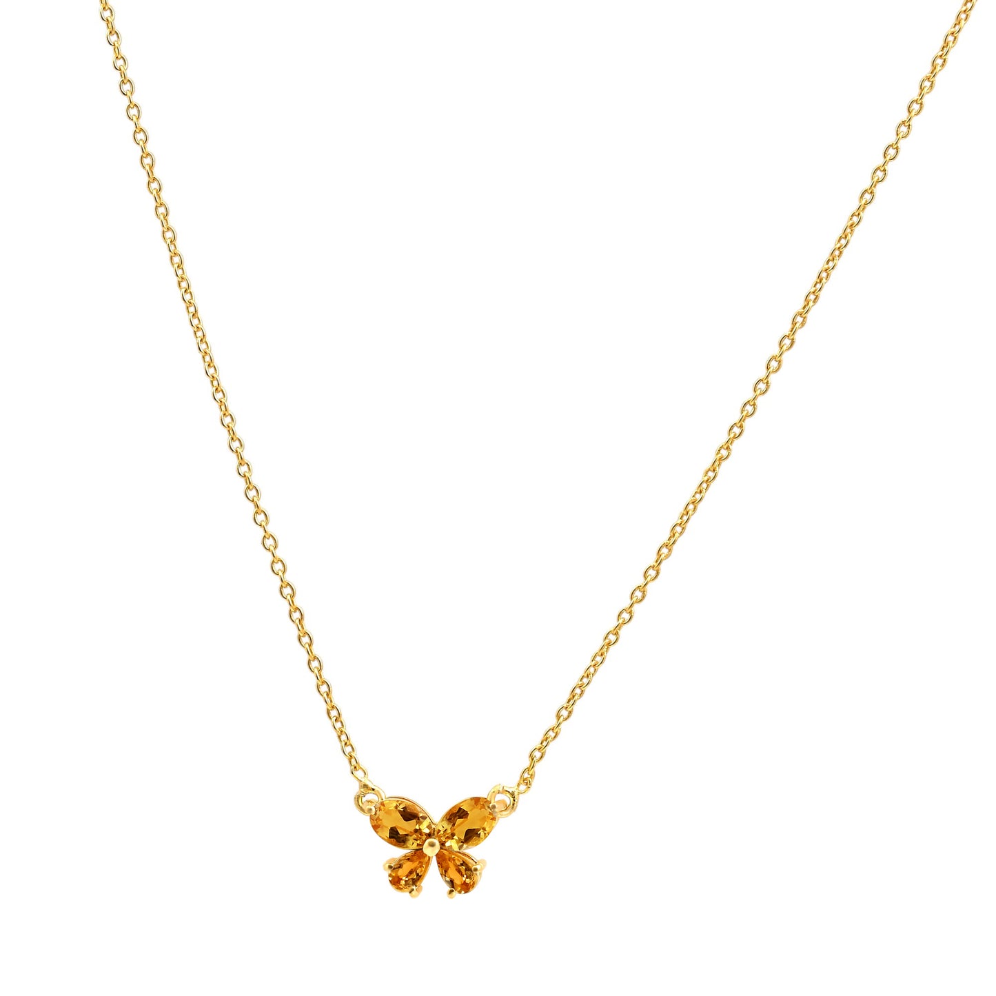 18K Gold Over Brass Butterfly Gemstone Pendant Necklace for Women TGN1005 NM-1034