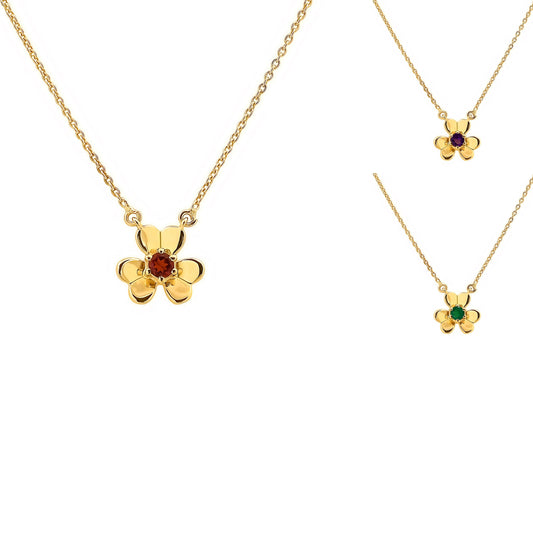 18K Gold Plated Brass Gemstone Flower Design Necklace Dainty Jewelry TGN1006 NM-1035