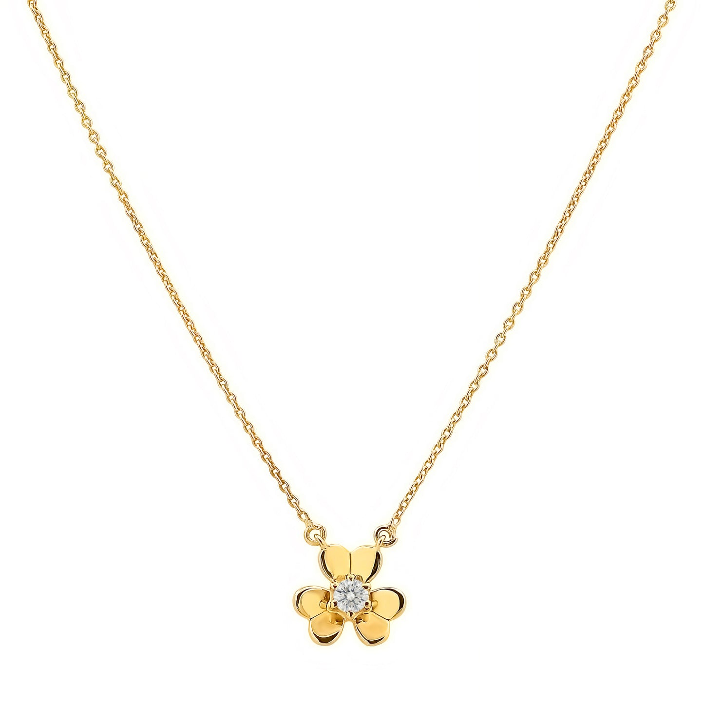 18K Gold Plated Brass Gemstone Flower Design Necklace Dainty Jewelry TGN1006 NM-1035
