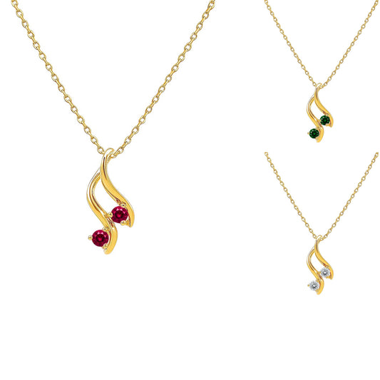 18K Gold Over Brass Two Stone Swirl Pendant Necklace Jewelry for Women TGN1010 NM-1036