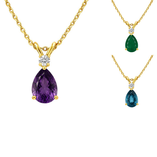 18K Gold Plated Brass Pear Cut Gemstone Pendant Jewelry Everyday Wear TGN1011 NM-1040