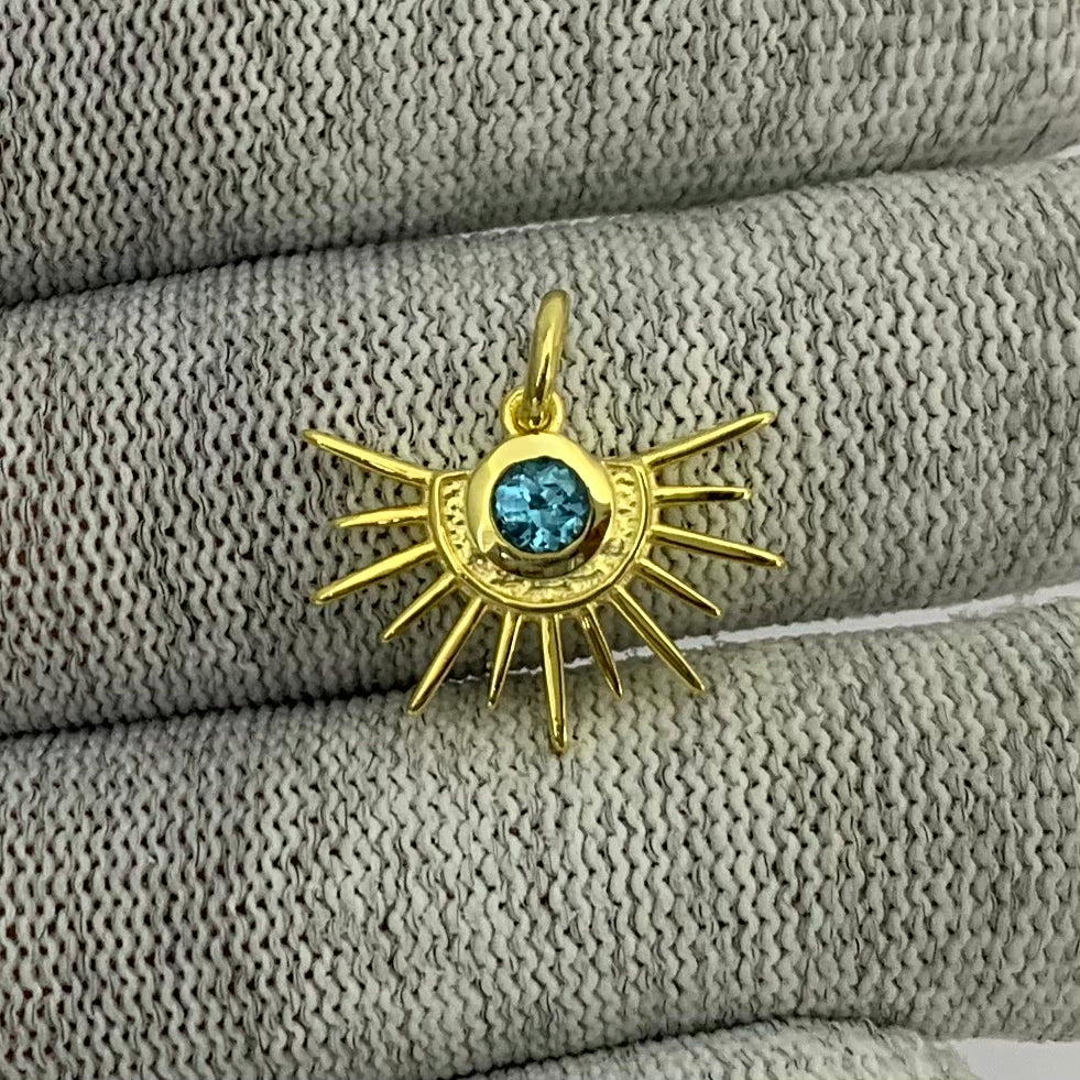 18K Gold Plated Sun Burst Gemstone Pendant Minimalist Jewelry TGP1004 PM-1746