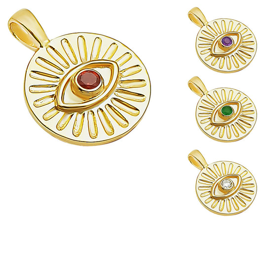 18K Gold Plated Evil Eye Birthstone Pendant Necklace Charm Jewelry TGP1008 PM-1745