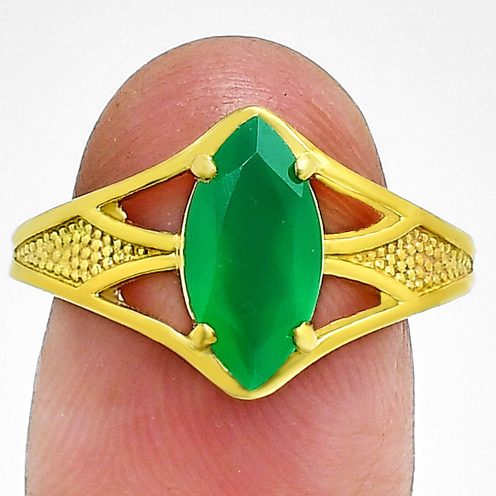 18K Gold Over Brass Marquise Shape Colorful Stone Ring Fashion Jewelry TGR1002 RM-1727