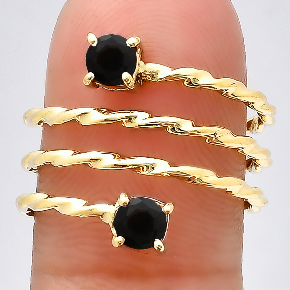 18K Gold Plated Spiral Twisted Two Stone Ring Fashion Jewelry TGR1006 RM-1741