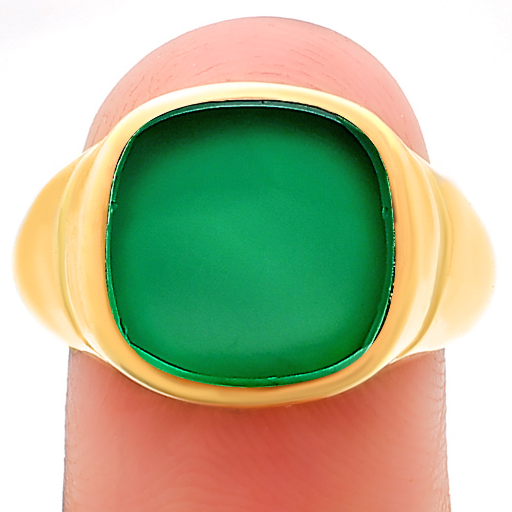 Bold Cushion Green/Black Onyx Statement Ring Jewelry 18K Gold Plated TGR1012 RM-1115