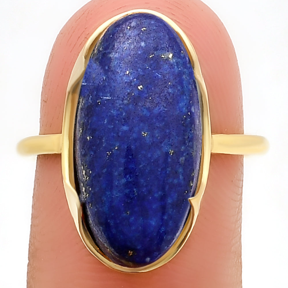 18K Gold Over Brass Long Oval Colorful Gemstone Statement Ring for Women TGR1014 RM-1747