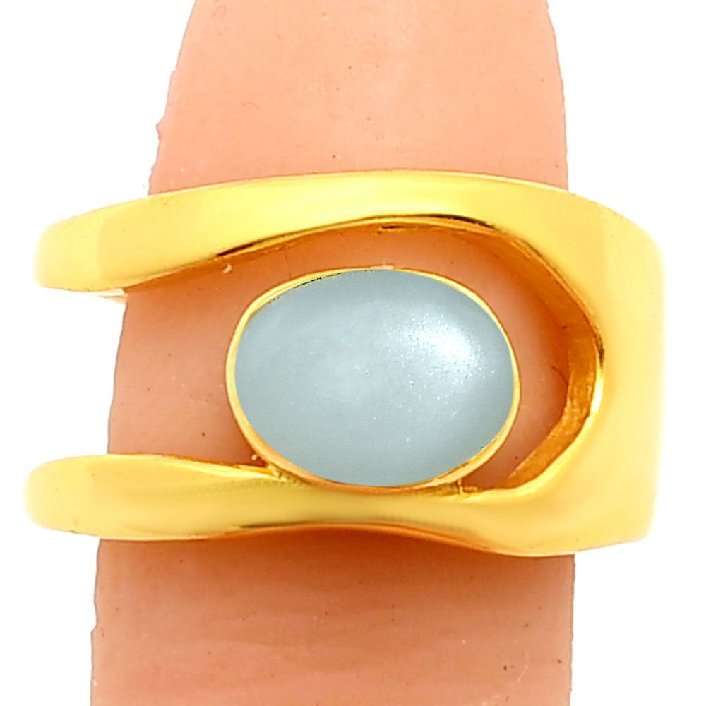 18K Gold Plated Oval Gemstone Open Band Ring – Boho Style Jewelry TGR1019 RM-1751