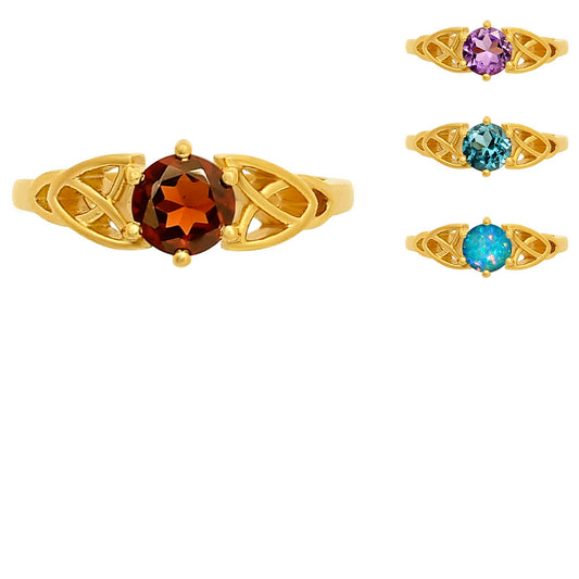 18K Gold Plated Brass Celtic Knot Gemstone Ring – Vintage Boho Style TGR1029 RM-1761