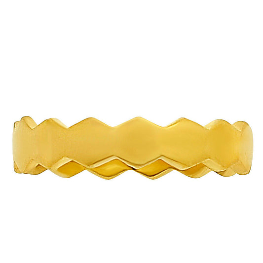 18K Gold Plated Brass Zigzag Band Ring – Minimalist Stacking Style TGR1036 RM-1767