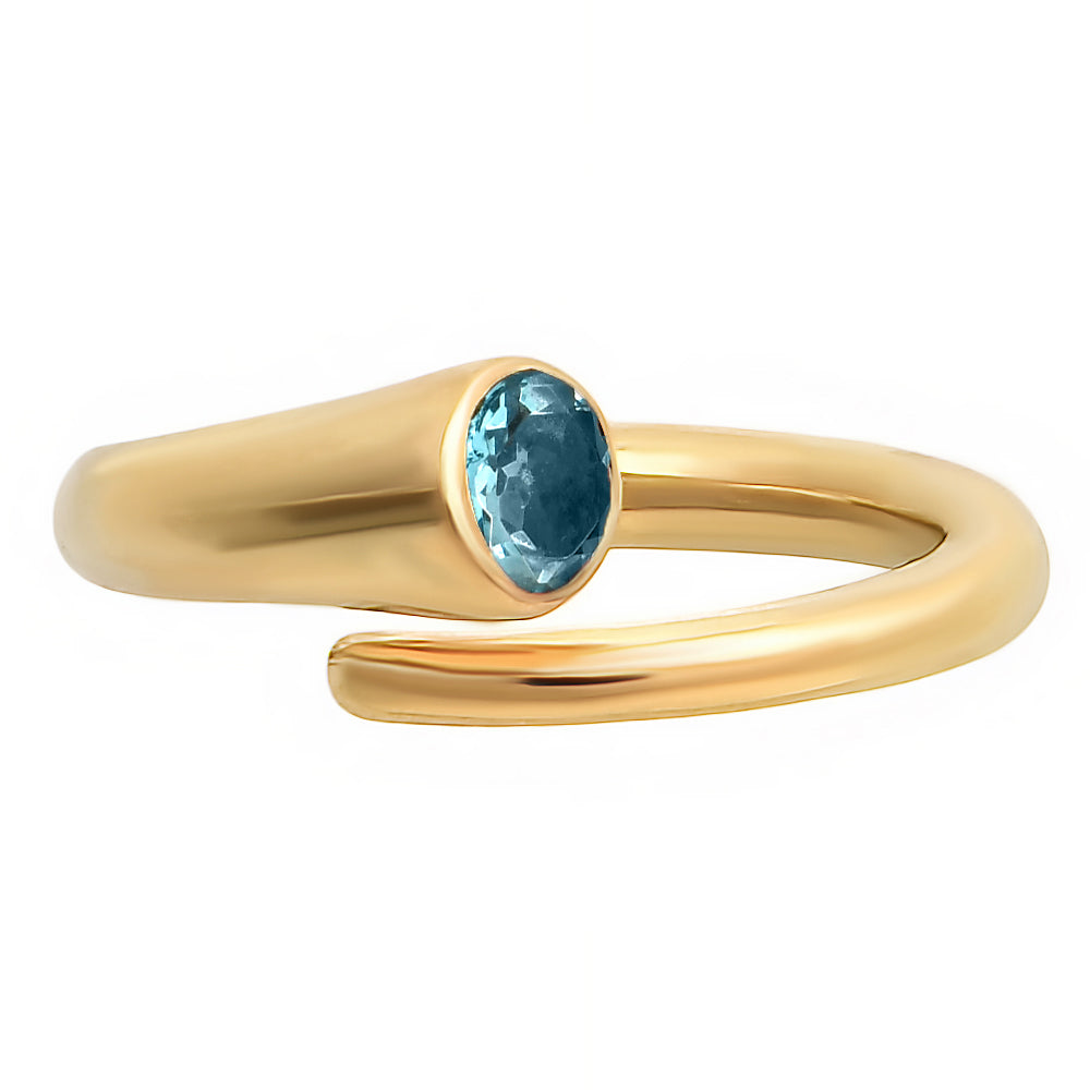 18K Gold Plated Wrap Round Gemstone Ring – Modern Open Band Design TGR1042 RM-1248