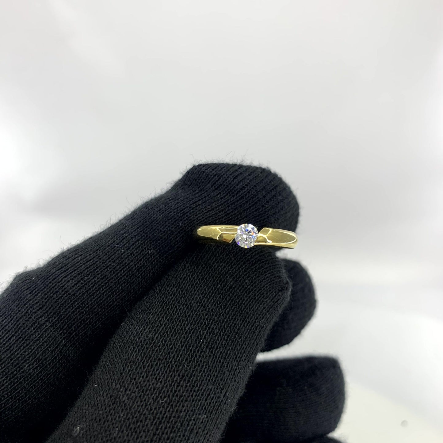 18K Gold Plated Round Colorful Gemstone Tension Ring Simple Modern Look TGR1043 RM-1770