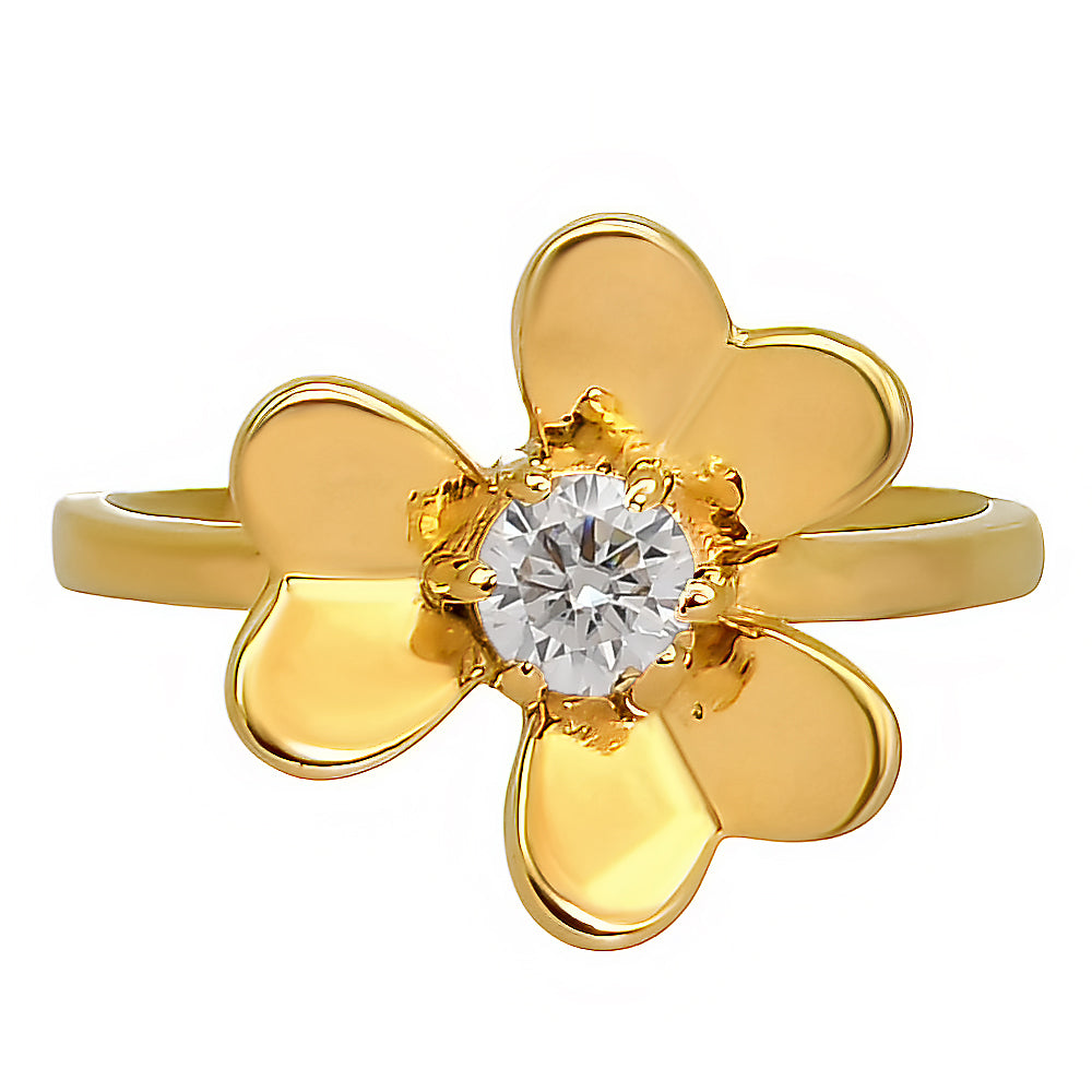 18K Gold Over Brass Petal Flower Ring with Colorful Round Gemstone TGR1044 RM-1771