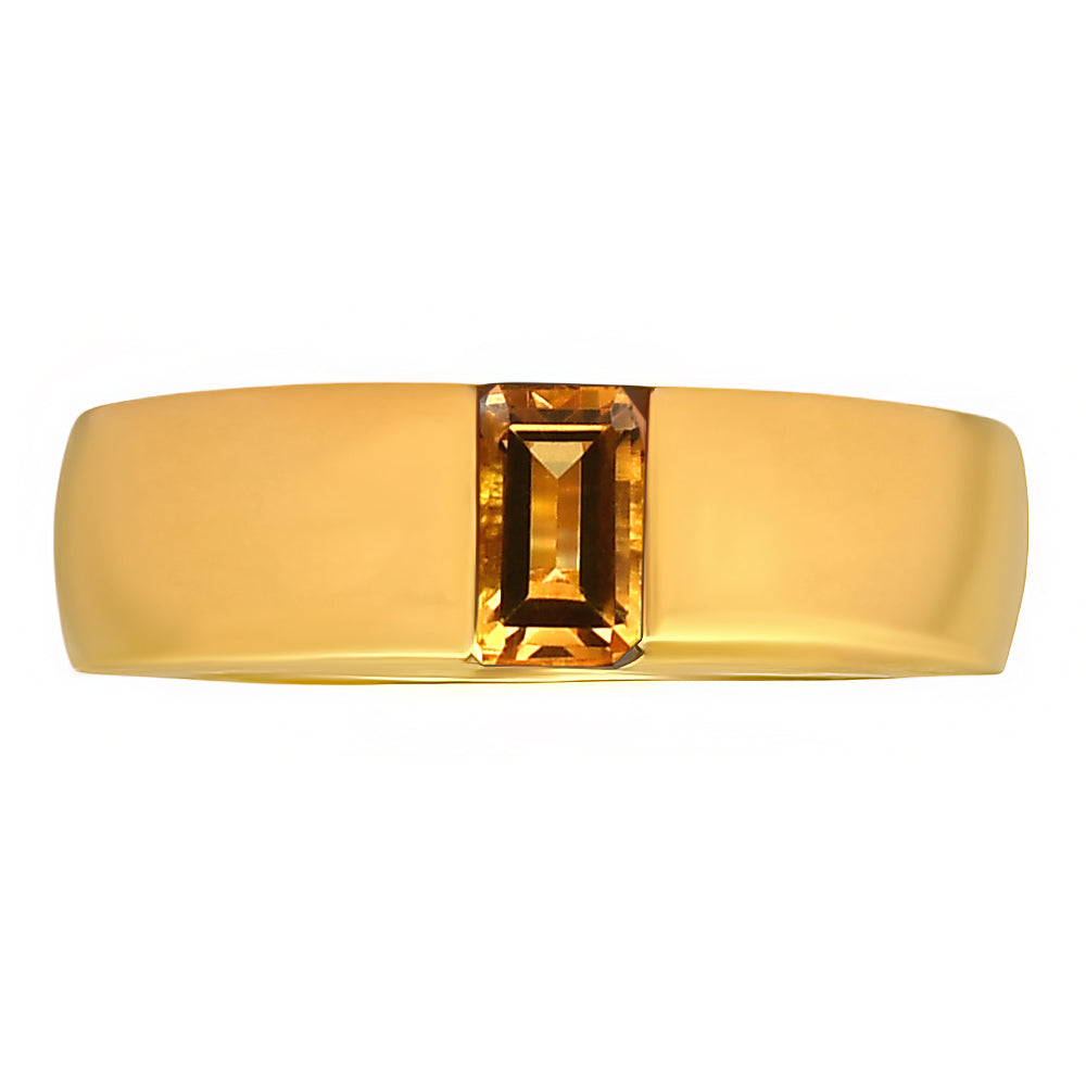 18K Gold Over Brass Baguette Stone Ring – Sleek Contemporary Band TGR1045 RM-1772