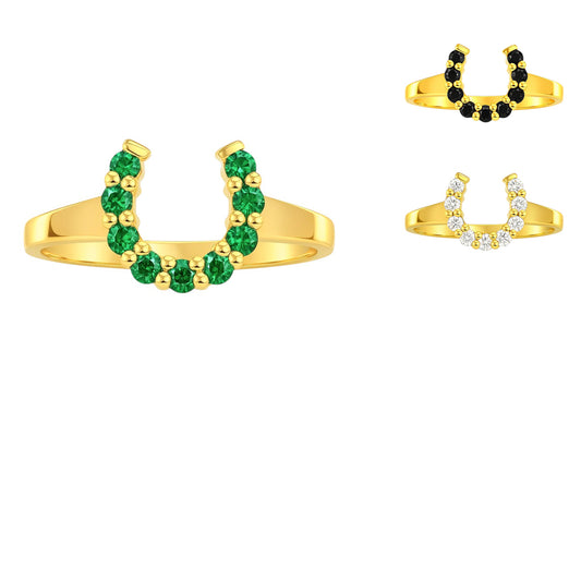 18K Gold Plated Brass Horseshoe Ring – Lucky Gemstone Good Luck Jewelry TGR1055 RM-1779