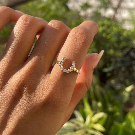 18K Gold Plated Horseshoe Ring – Lucky Gemstone Good Luck Jewelry TGR1055 RM-1779