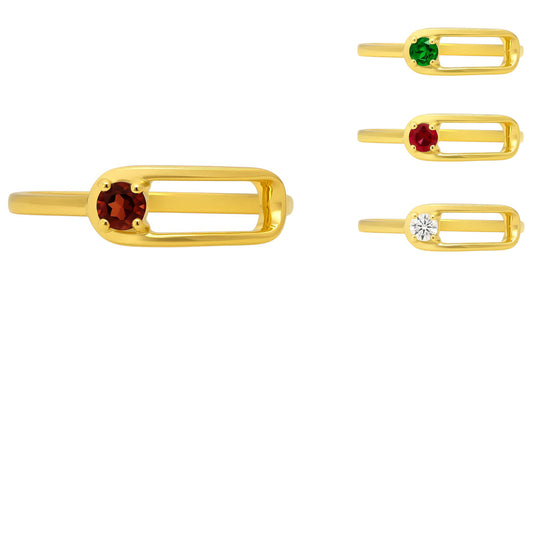 Rectangle Frame Gemstone Ring – Sleek Modern 18K Gold Plated Stackable TGR1060 RM-1783