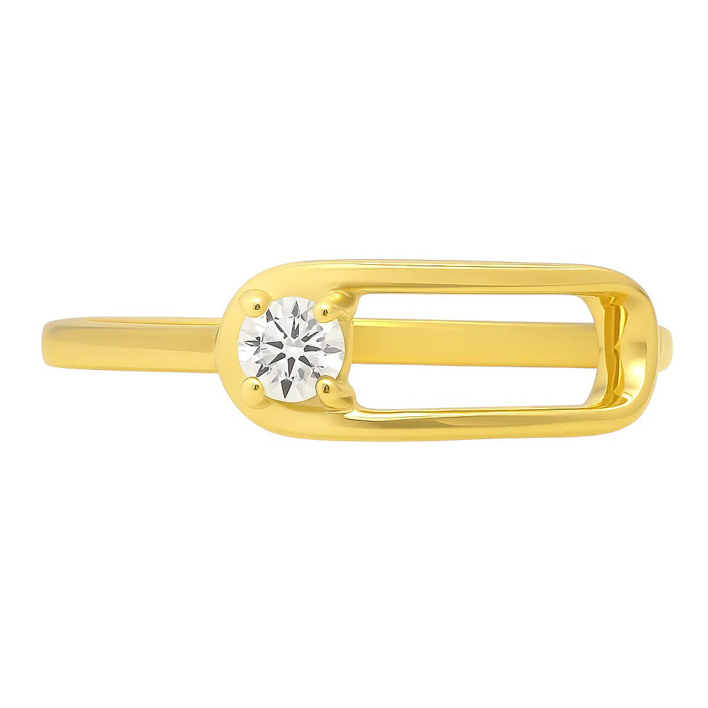 Rectangle Frame Gemstone Ring – Sleek Modern 18K Gold Plated Stackable TGR1060 RM-1783