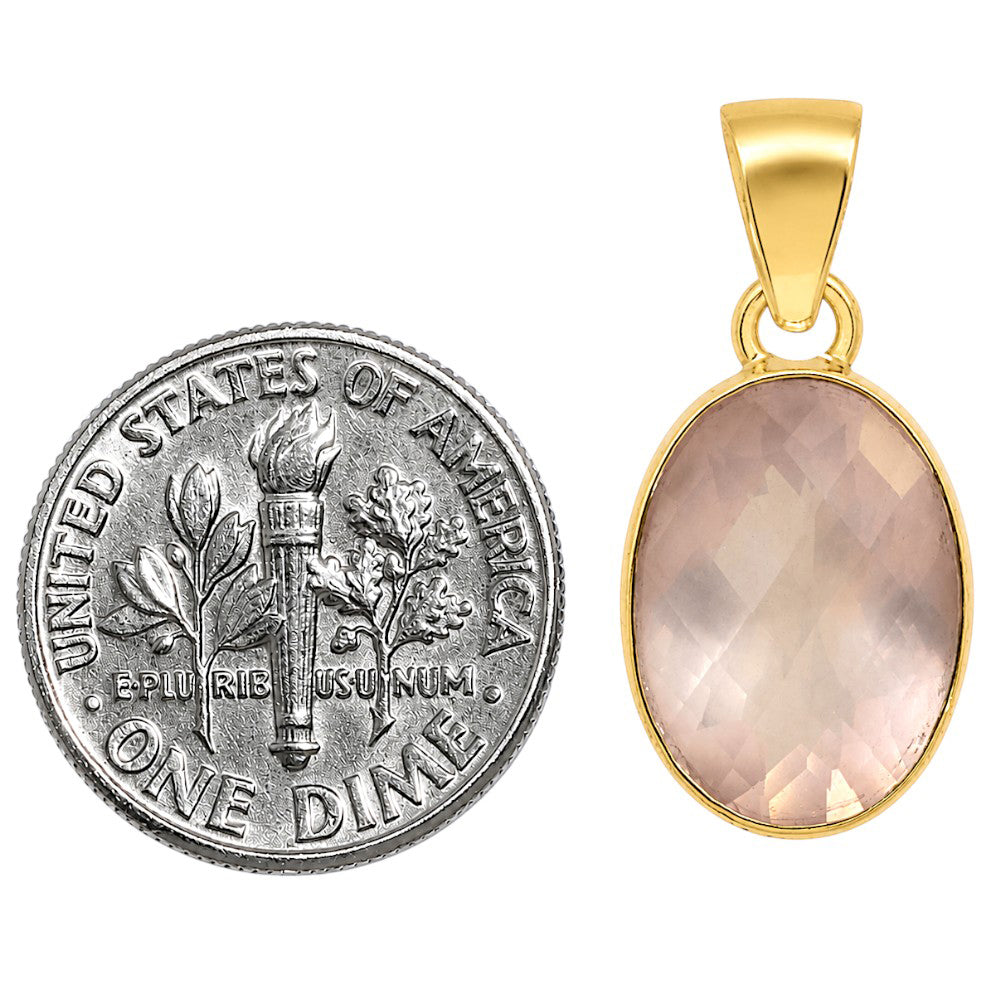 Rose Quartz Checker Pendant PM-1001 TP01004