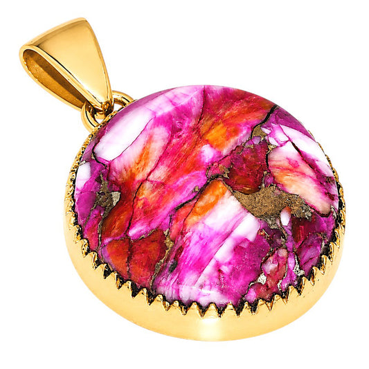 Kingman Orange Dahlia Turquoise Pendant PM-1325 TP01154