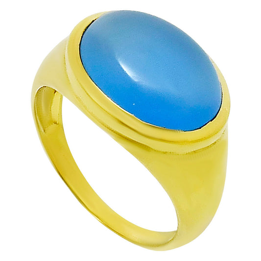 18K Gold Over Brass Blue Quartz Ring size-11 RM-1115 TR01025