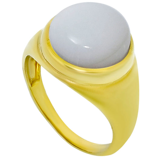 18K Gold Over Brass Natural White Opal Ring size-8.5 RM-1115 TR01031