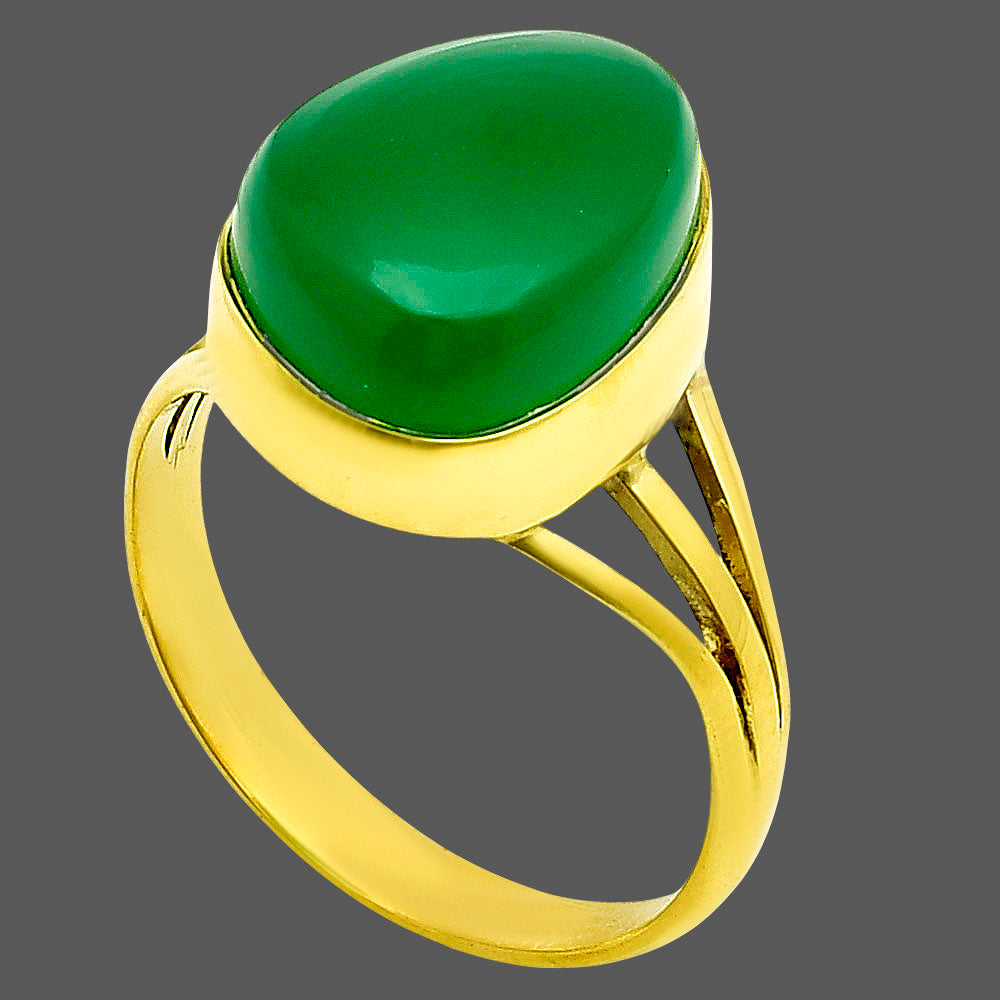 18K Gold Plated Natural Green Onyx Ring size-8 RM-1006 TR01042