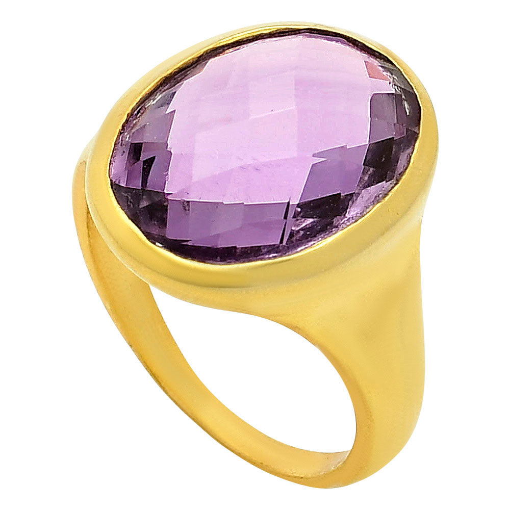 Amethyst Checker Briolette Ring size-9 RM-1004 TR01120
