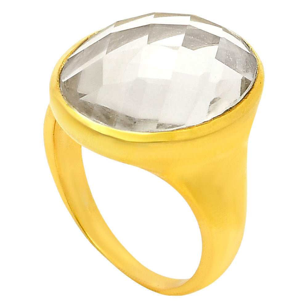 White Quartz Checker Ring size-10 RM-1004 TR01124