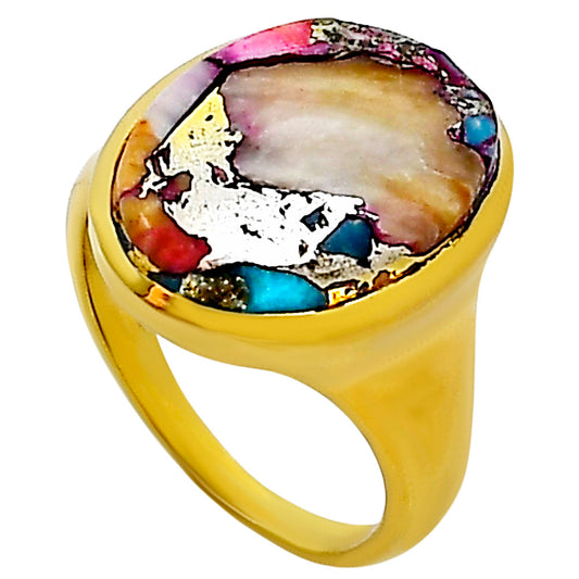 Kingman Orange Dahlia Turquoise Ring size-8 RM-1115 TR01149
