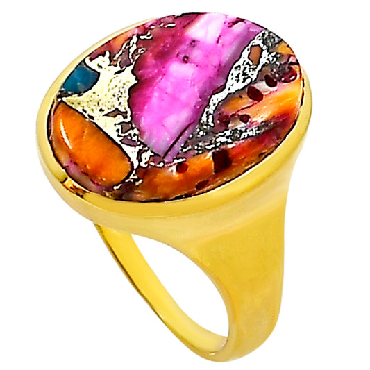 Kingman Orange Dahlia Turquoise Ring size-9 RM-1115 TR01151