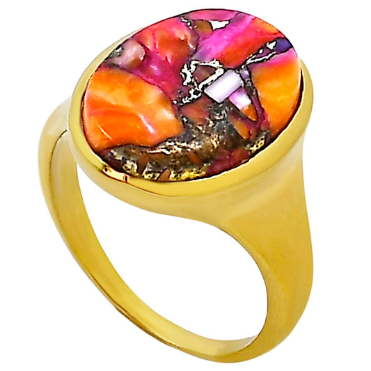 Kingman Orange Dahlia Turquoise Ring size-10 RM-1115 TR01153