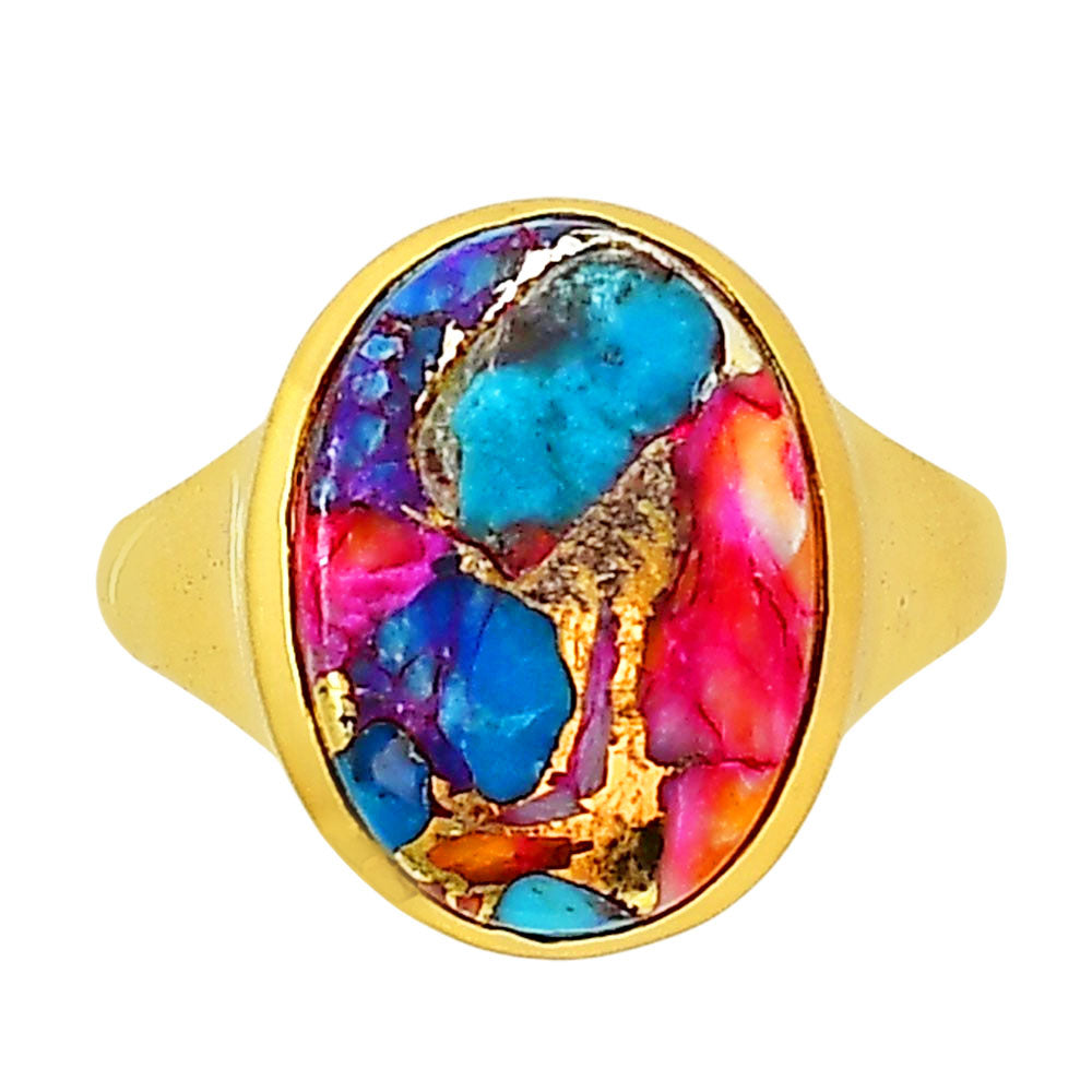 Kingman Orange Dahlia Turquoise Ring size-10 RM-1115 TR01156