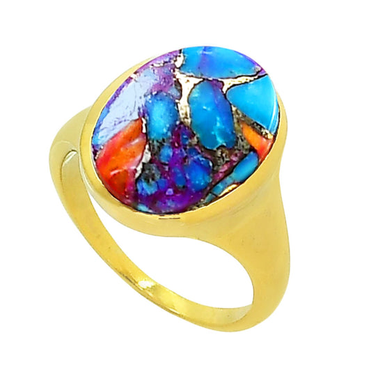 Kingman Orange Dahlia Turquoise Ring size-10 RM-1115 TR01157