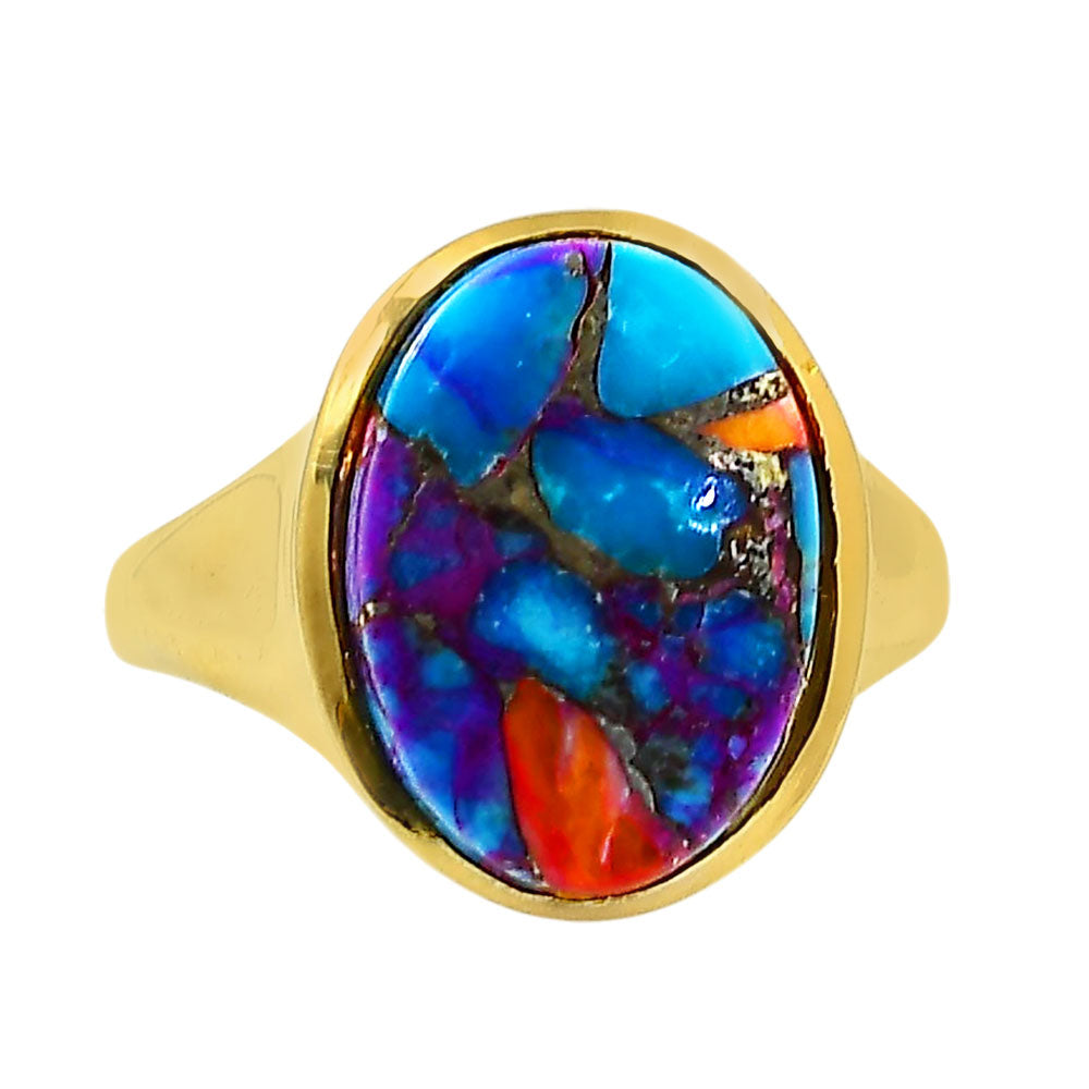 Kingman Orange Dahlia Turquoise Ring size-10 RM-1115 TR01157