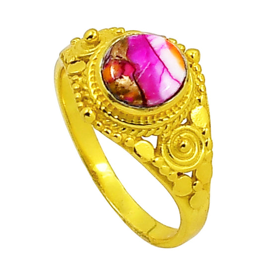 Kingman Orange Dahlia Turquoise Ring size-7 RM-1346 TR01184