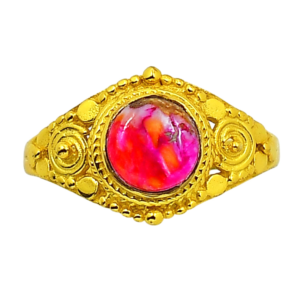 Kingman Orange Dahlia Turquoise Ring size-8 RM-1346 TR01186