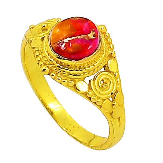 Kingman Orange Dahlia Turquoise Ring size-8 RM-1346 TR01187