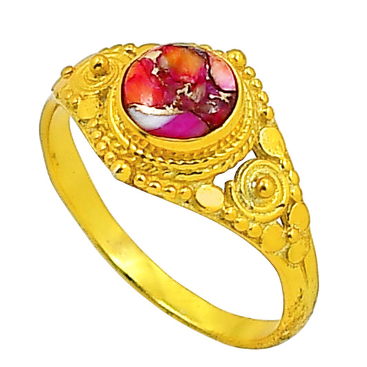 Kingman Orange Dahlia Turquoise Ring size-10 RM-1346 TR01190