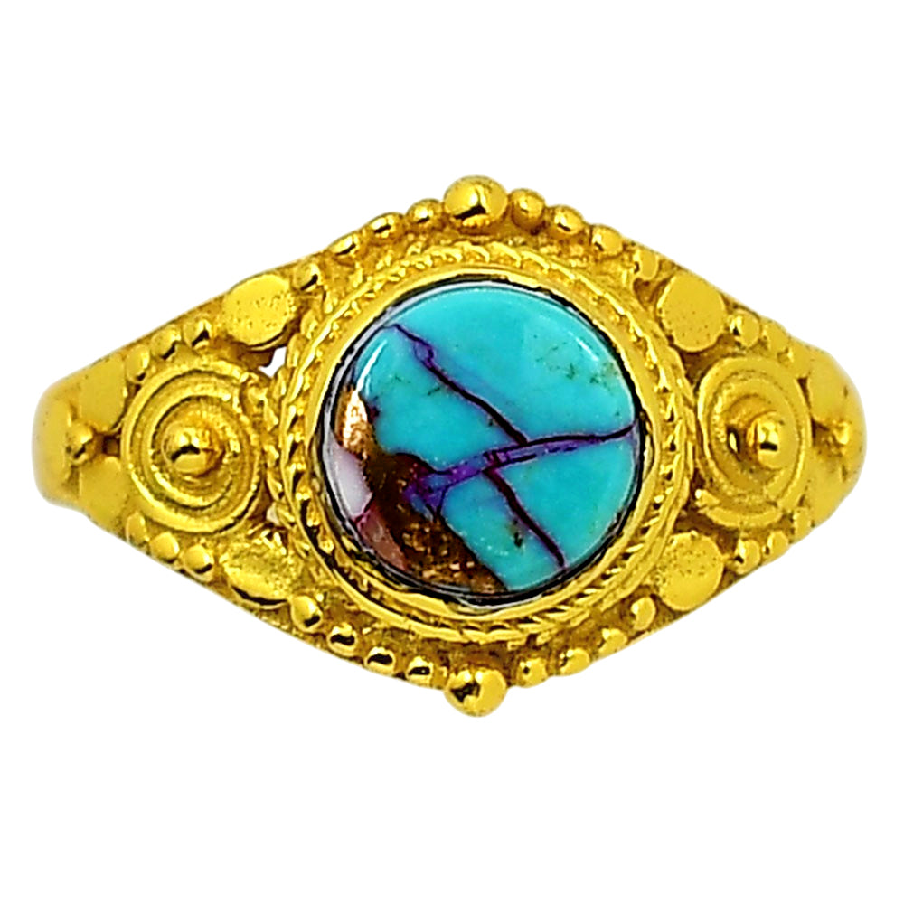 Kingman Orange Dahlia Turquoise Ring size-7 RM-1346 TR01192